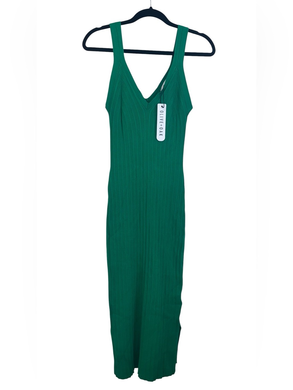 Olive + Oak V-Neck Ribbed Midi Sweater Dress L NWT - Picture 2 of 7